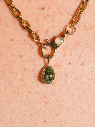 Blissful Green Tourmaline Teardrop Cut Charm in Yellow 14k Gold