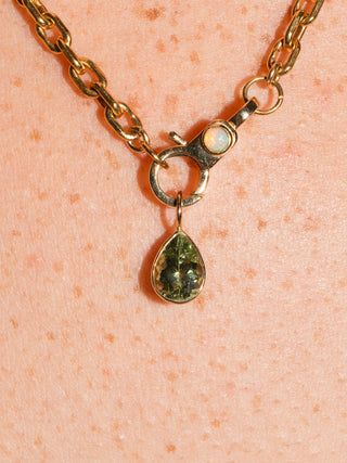 Blissful Green Tourmaline Teardrop Cut Charm in Yellow 14k Gold