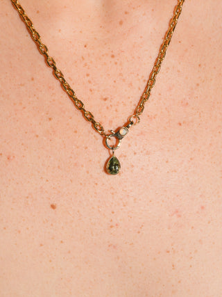 Blissful Green Tourmaline Teardrop Cut Charm in Yellow 14k Gold