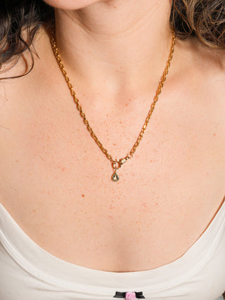Mr. Croc Green Tourmaline Teardrop Cut Charm in Yellow 14k Gold
