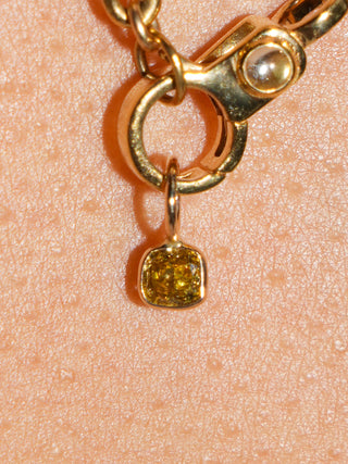 sunny day Yellow Diamond Cushion Cut Charm in Yellow 14k Gold