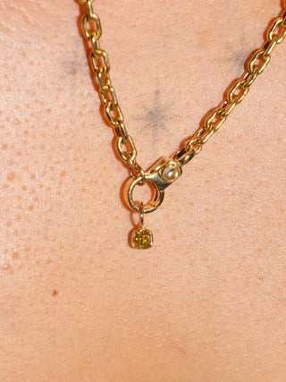sunny day Yellow Diamond Cushion Cut Charm in Yellow 14k Gold