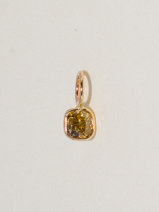 falling Diamond Cushion Cut Charm in Yellow 14k Gold