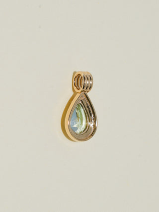 Salt Water Girl Green Tourmaline Triple Teardrop Cut Charm in Yellow 14k Gold