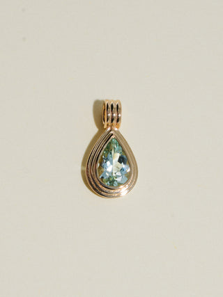Salt Water Girl Green Tourmaline Triple Teardrop Cut Charm in Yellow 14k Gold