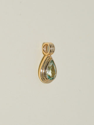 Salt Water Girl Green Tourmaline Triple Teardrop Cut Charm in Yellow 14k Gold