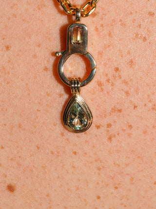 Salt Water Girl Green Tourmaline Triple Teardrop Cut Charm in Yellow 14k Gold