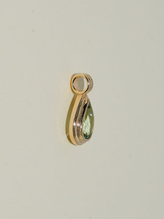 Saged Energy Green Tourmaline Triple Teardrop Cut Charm in Yellow 14k Gold
