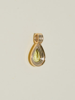 Sea Fog Green Tourmaline Triple Teardrop Cut Charm in Yellow 14k Gold