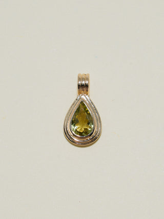 Sea Fog Green Tourmaline Triple Teardrop Cut Charm in Yellow 14k Gold