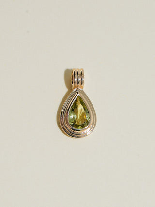 Sea Fog Green Tourmaline Triple Teardrop Cut Charm in Yellow 14k Gold