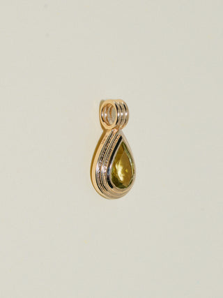 Sea Fog Green Tourmaline Triple Teardrop Cut Charm in Yellow 14k Gold
