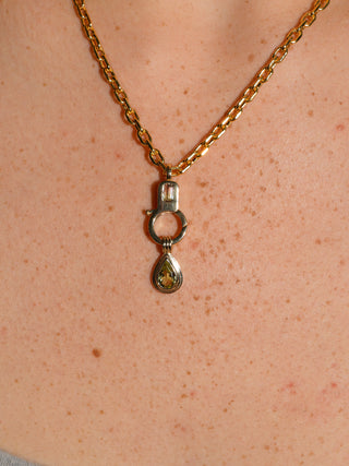 Sea Fog Green Tourmaline Triple Teardrop Cut Charm in Yellow 14k Gold