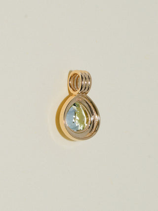 Miss Fish Green Tourmaline Triple Pear Cut Charm in Yellow 14k Gold