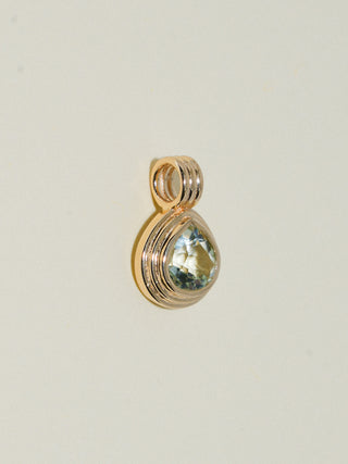 Miss Fish Green Tourmaline Triple Pear Cut Charm in Yellow 14k Gold