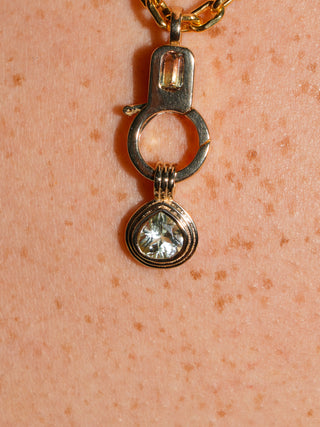 Miss Fish Green Tourmaline Triple Pear Cut Charm in Yellow 14k Gold