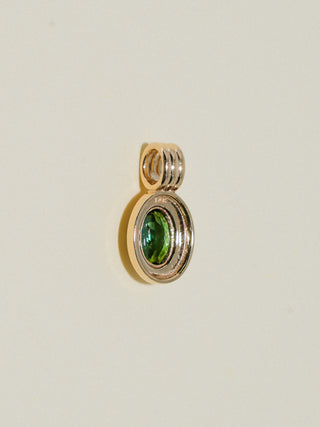 Lucky Clover Green Tourmaline Triple Oval Cut Charm in Yellow 14k Gold