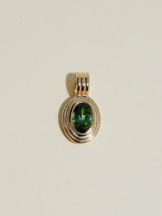 Lucky Clover Green Tourmaline Triple Oval Cut Charm in Yellow 14k Gold