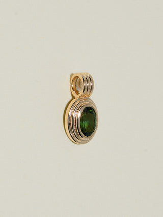 Lucky Clover Green Tourmaline Triple Oval Cut Charm in Yellow 14k Gold