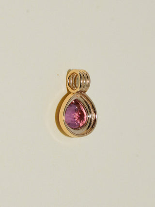Bonnie Babes Pink Tourmaline Triple Pear Cut Charm in Yellow 14k Gold