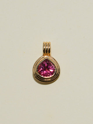 Bonnie Babes Pink Tourmaline Triple Pear Cut Charm in Yellow 14k Gold