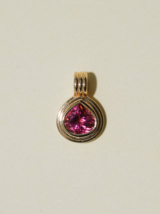 Bonnie Babes Pink Tourmaline Triple Pear Cut Charm in Yellow 14k Gold