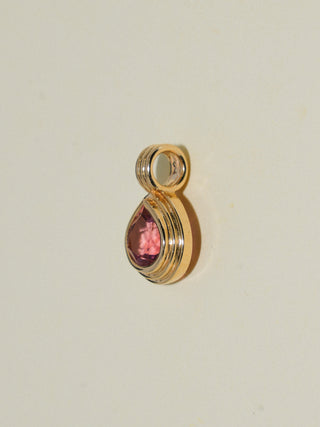 Bonnie Babes Pink Tourmaline Triple Pear Cut Charm in Yellow 14k Gold