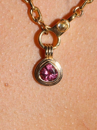 Bonnie Babes Pink Tourmaline Triple Pear Cut Charm in Yellow 14k Gold