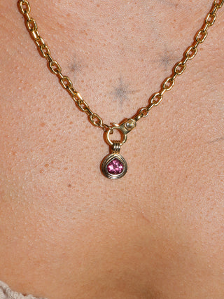 Bonnie Babes Pink Tourmaline Triple Pear Cut Charm in Yellow 14k Gold