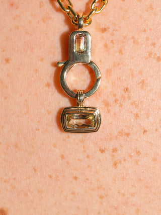 Fishing Hole Green Tourmaline Triple East West Can Cut Charm in Yellow 14k Gold