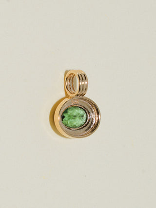 Botanical Green Tourmaline Triple East to West Oval Cut Charm in Yellow 14k Gold