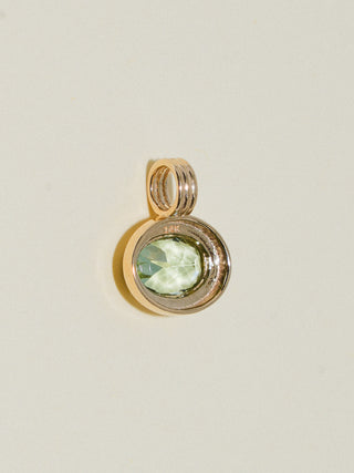 Tonic Bitters Green Tourmaline Triple East to West Oval Cut Charm in Yellow 14k Gold