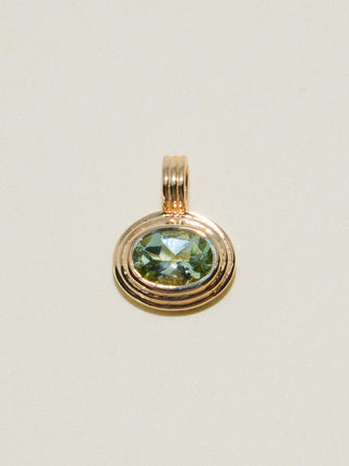 Tonic Bitters Green Tourmaline Triple East to West Oval Cut Charm in Yellow 14k Gold