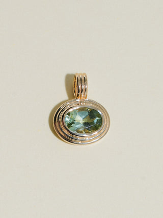 Tonic Bitters Green Tourmaline Triple East to West Oval Cut Charm in Yellow 14k Gold