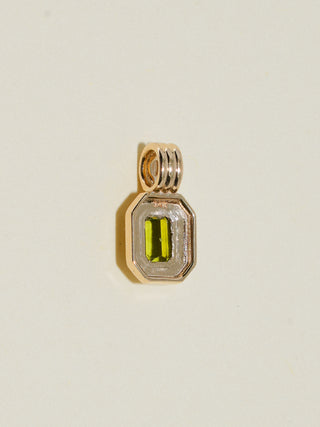 Birds of Paradise Green Tourmaline Triple Emerald Cut Charm in Yellow 14k Gold