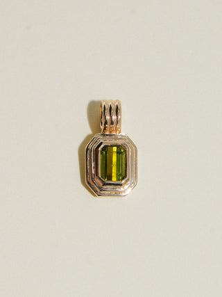 Birds of Paradise Green Tourmaline Triple Emerald Cut Charm in Yellow 14k Gold