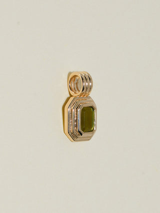 Birds of Paradise Green Tourmaline Triple Emerald Cut Charm in Yellow 14k Gold