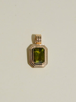 Coruna Green Tourmaline Triple East to West Emerald Cut Charm in Yellow 14k Gold