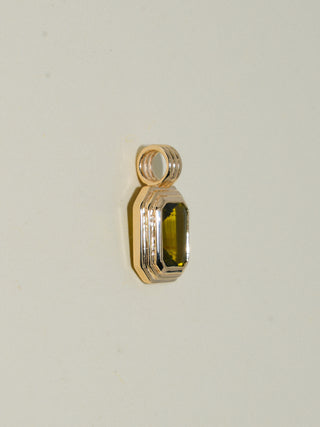 Coruna Green Tourmaline Triple East to West Emerald Cut Charm in Yellow 14k Gold