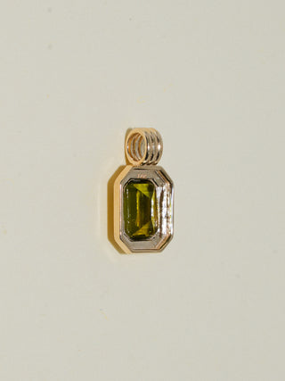 Coruna Green Tourmaline Triple East to West Emerald Cut Charm in Yellow 14k Gold