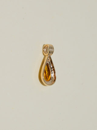 Liquid Gold Golden Tourmaline Triple Teardrop Cut Charm in Yellow 14k Gold