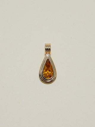 Liquid Gold Golden Tourmaline Triple Teardrop Cut Charm in Yellow 14k Gold
