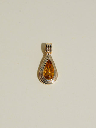 Liquid Gold Golden Tourmaline Triple Teardrop Cut Charm in Yellow 14k Gold