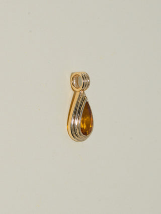 Liquid Gold Golden Tourmaline Triple Teardrop Cut Charm in Yellow 14k Gold