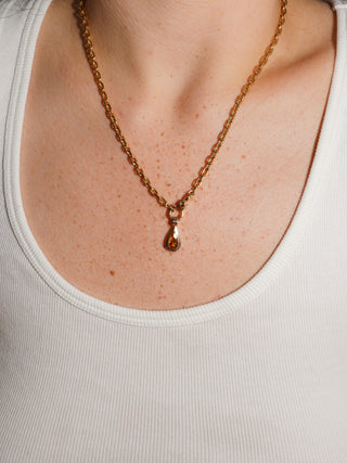 Liquid Gold Golden Tourmaline Triple Teardrop Cut Charm in Yellow 14k Gold