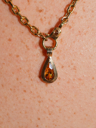 Liquid Gold Golden Tourmaline Triple Teardrop Cut Charm in Yellow 14k Gold