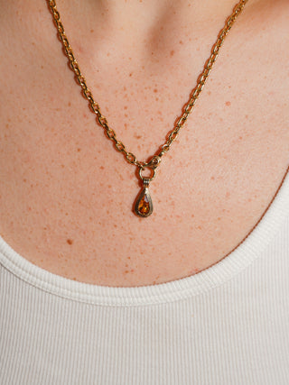 Liquid Gold Golden Tourmaline Triple Teardrop Cut Charm in Yellow 14k Gold
