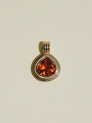 Heat Wave Peach Tourmaline Triple Pear Cut Charm in Yellow 14k Gold