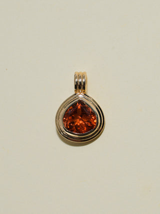 Heat Wave Peach Tourmaline Triple Pear Cut Charm in Yellow 14k Gold