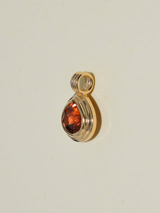 Heat Wave Peach Tourmaline Triple Pear Cut Charm in Yellow 14k Gold
